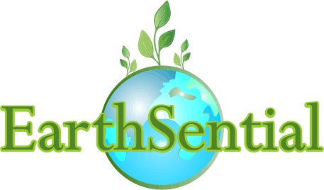Earth with plants growing the EarthSential Logo