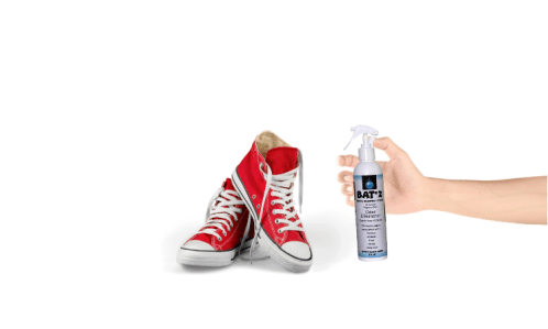 bat'z being sprayed into smelly smelly sneakers