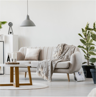 a bright and clean living room area