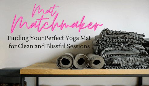 a table full of yoga mats