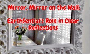A clean mirror with a dining room reflection