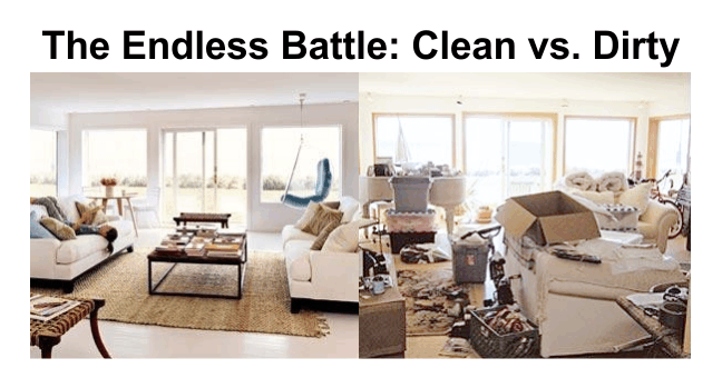 a clean house vs a dirty house