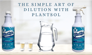 Plantsol concentrated Natural all purpose cleaner being diluted with water into a re-useable spray bottle