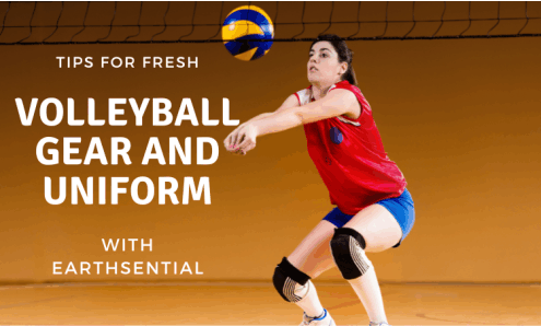 A girl in her volleyball uniform practicing her volley