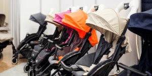 A row of strollers, Clean Strolls Ahead: Safely Sanitize Your Stroller