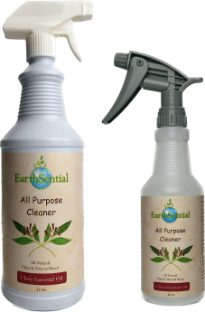 a 32oz bottle and a 16oz bottle of clove EarthSential