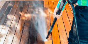 side by side: power washed vs. not power washed, power washing the ultimate clean