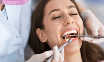 a women getting her teeth cleaned. why dentist offices should only use natural cleaners