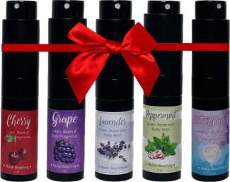 gift-fragrance-spray Pocket sized essential oil fragrances, a gift of 5 scents. The best perfumes for sensitive skin
