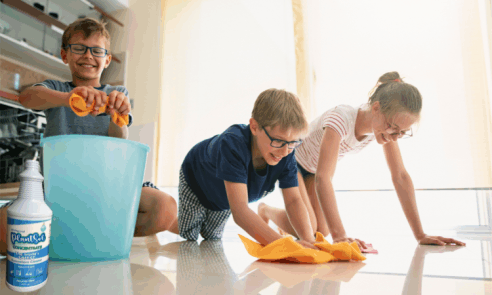 kids cleaning, safe cleaning around children and pets