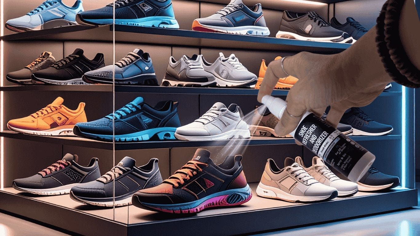 shoe refresher and deodorizer spray for rare-use shoes